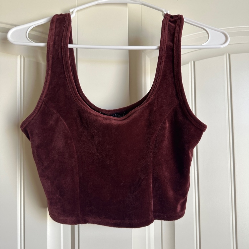 Chic Velvet Burgundy Crop Top